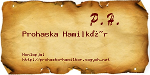 Prohaska Hamilkár névjegykártya